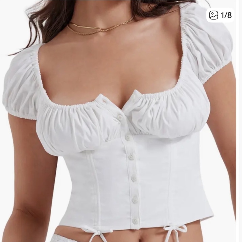 House of vb large plus White Button-Front Corset Top new